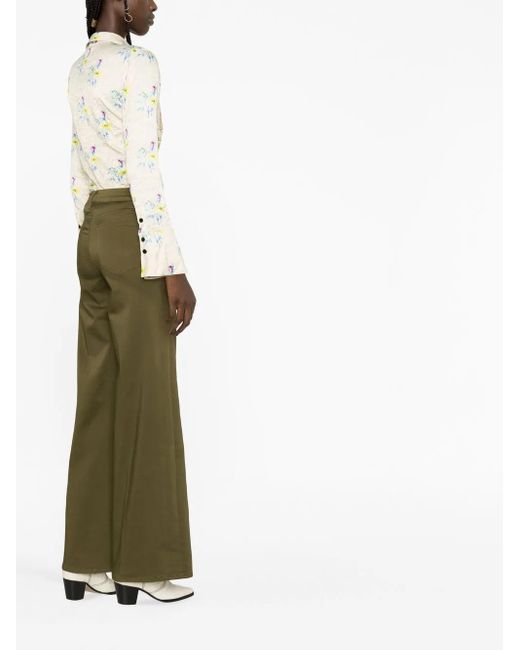 FRAME Green Le Pixie Palazzo Wide-Leg Jeans