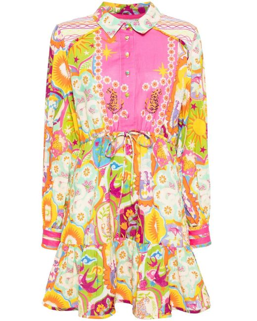 Never Fully Dressed Pink Mosaic Savannah-Print Shirtdress