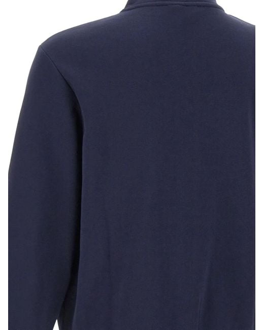 Sun 68 Blue Zip Embroidered Sweatshirt for men