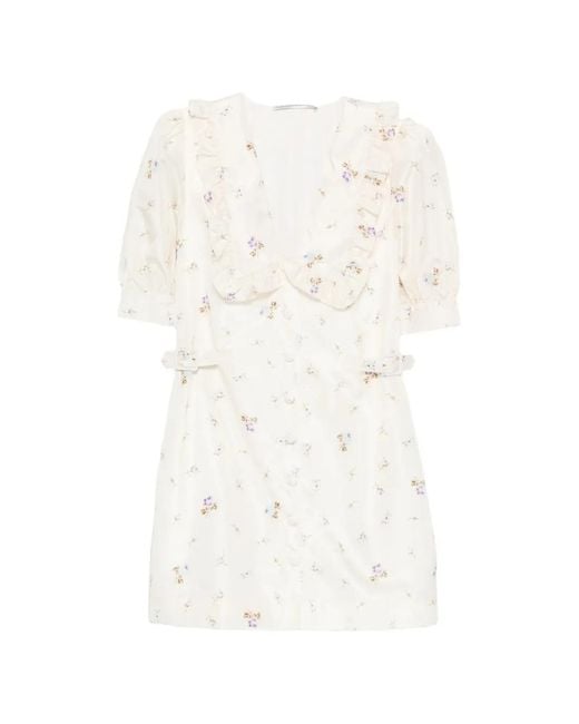 Alessandra Rich White Floral-Print Mini Dress