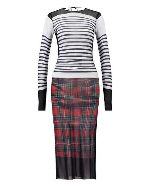 Jean Paul Gaultier White Marinière Kilt Midi Dress