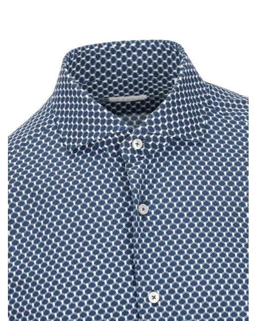 Xacus Blue Geometric-Print Shirt for men