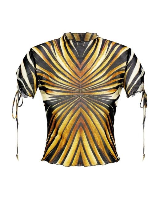 Roberto Cavalli Metallic Ray Of Gold Mesh T-shirt