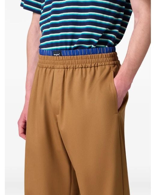MSGM White Layered-Waistband Straight-Leg Trousers for men