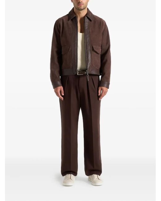 Manière De Voir Brown Pleated-Front Tailored Trousers for men
