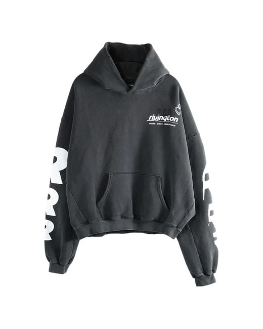 RRR123 Black Membership Uso Logo-Print Hoodie
