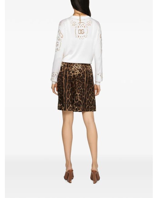 Dolce & Gabbana Brown Leopard-Print Silk Shorts