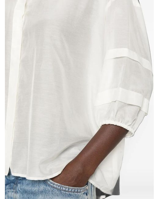 iBlues White Panelled Puff-Sleeve Shirt