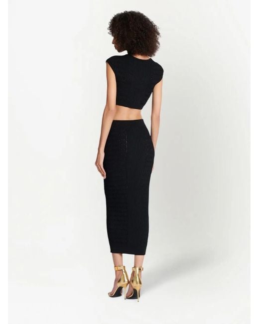 Balmain Black Bleistiftrock Aus Geripptem Strick