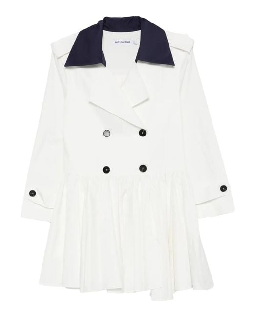 Vestido corto con botones y pliegues Self-Portrait de color Blue