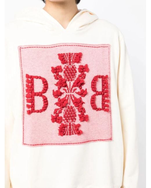 Barrie Pink Logo-Patch Cotton Hoodie