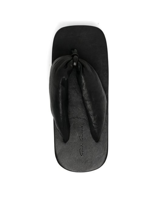 Rick Owens Black Leather Sandals