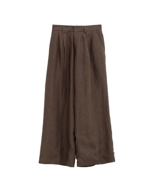 ERL Brown Pleated Trousers for men