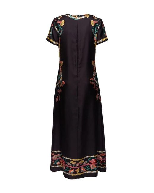 LaDoubleJ Black Graphic-Print Midi Dress