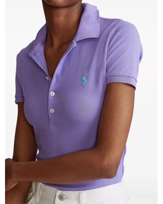 Polo Ralph Lauren Purple Embroidered Cotton Polo Shirt