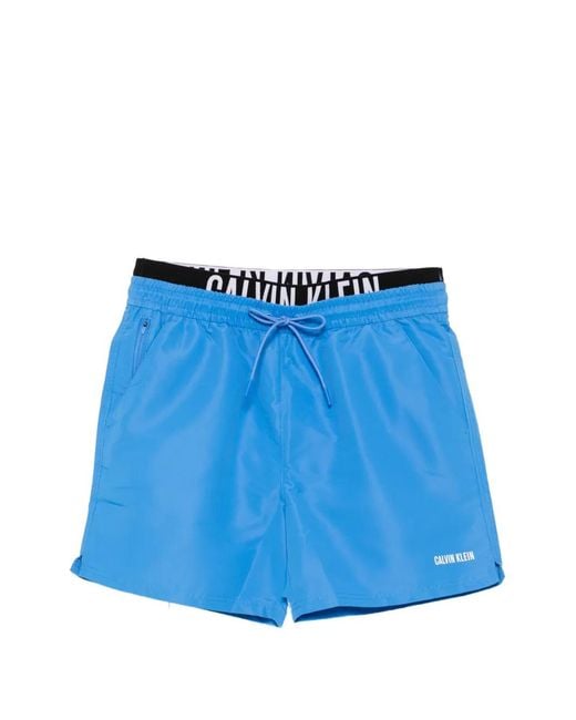 Calvin Klein Blue Short De Bain À Logo Imprimé for men