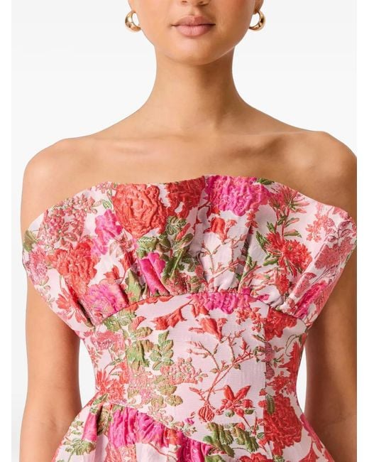 Elliatt Red Floralie Strapless Midi Dress