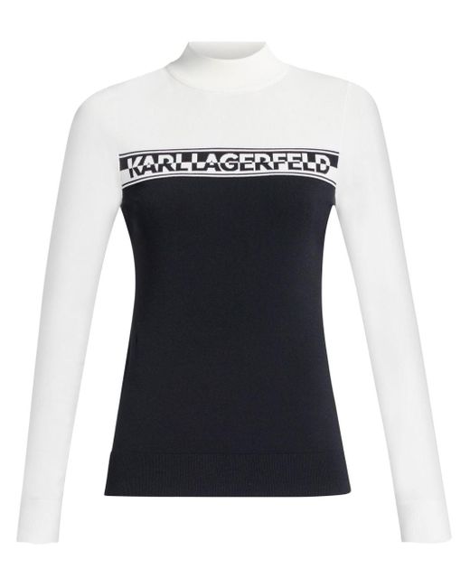 Karl Lagerfeld Black Pullover mit Intarsien-Logo