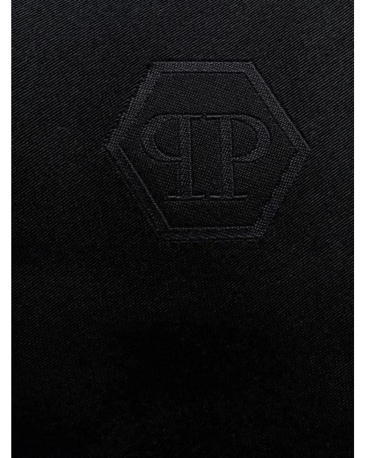 Philipp Plein Black Hexagon Logo-Patch Silk Tie for men
