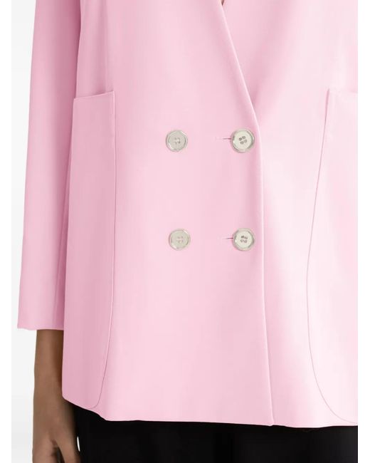 Patou Pink Double-Breasted No Collar Blazer