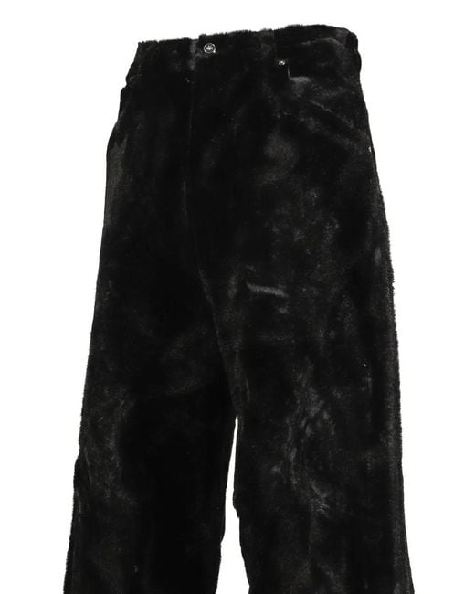 Martine Rose Black Leggenda Faux-Fur Flock Trousers for men