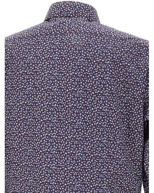 Barba Napoli Blue Micro-Pattern Shirt for men