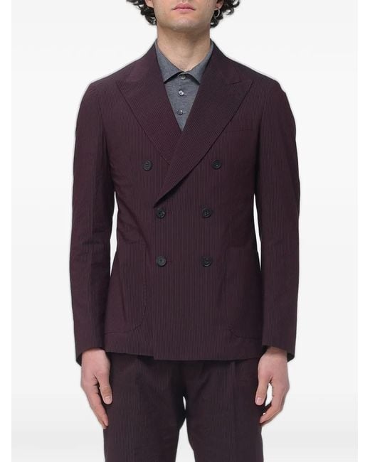 Antonio Marras Purple Pinstripe Double-Breasted Blazer for men
