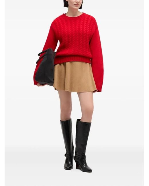 Ganni Red Cable Wool Mix Sweater