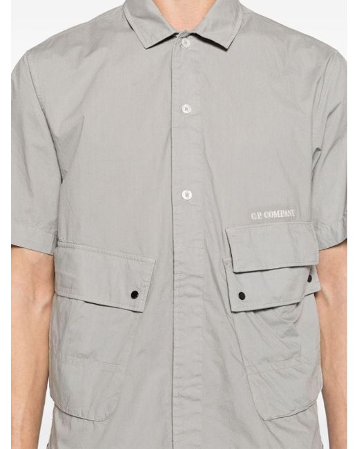 C P Company Gray Multi-pocket Cotton Shirt for men