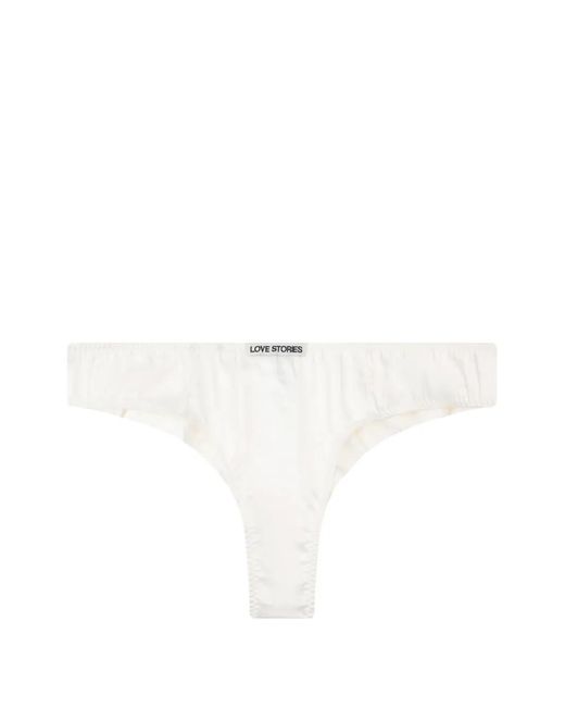 LoveStories White Logo-Patch Thong