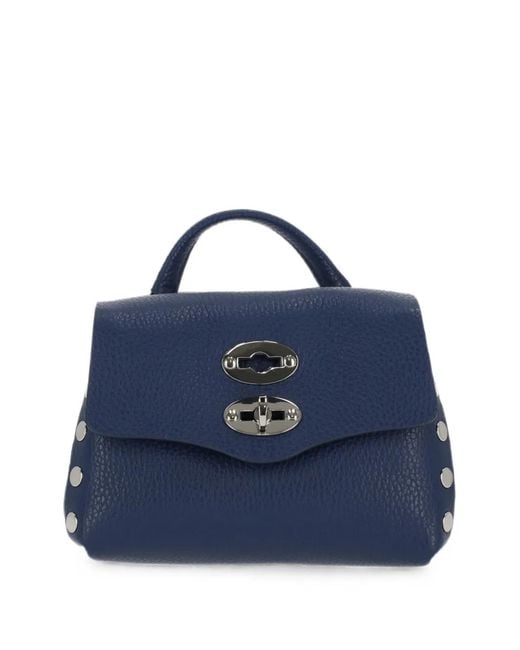 Zanellato Blue Super Baby Postina Stud-Embellished Cross Body Bag
