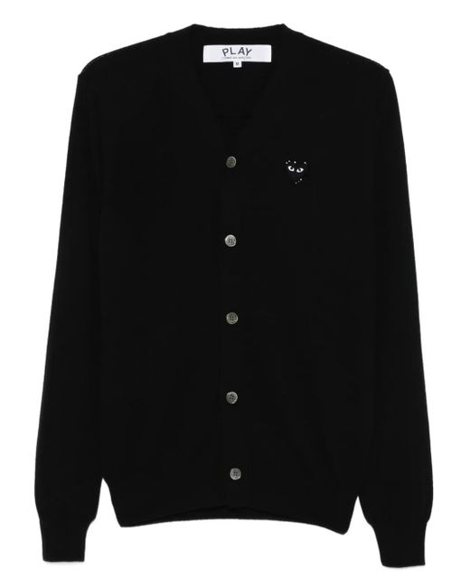 COMME DES GARÇONS PLAY Black Heart-Emblem Rhinestone-Embellishment Cardigan