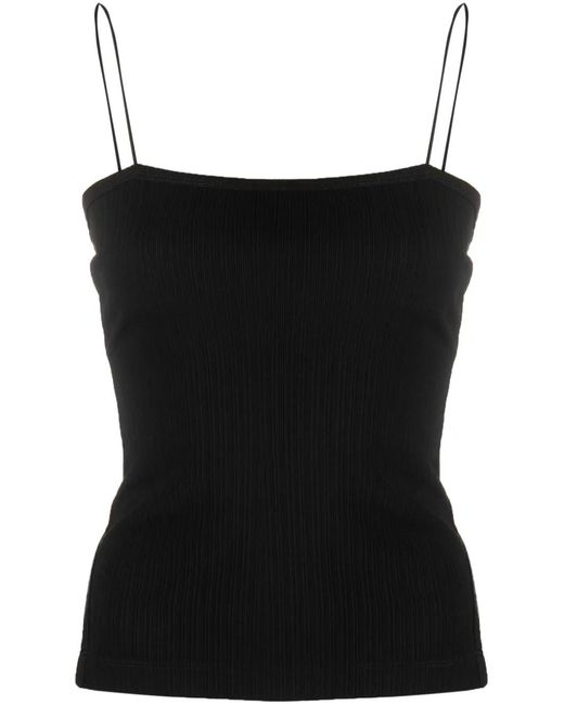 Helmut Lang Black Spaghetti-Strap Ribbed Top