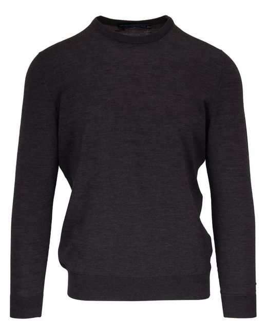 Kiton Blue Round-Neck Wool Jumper for men