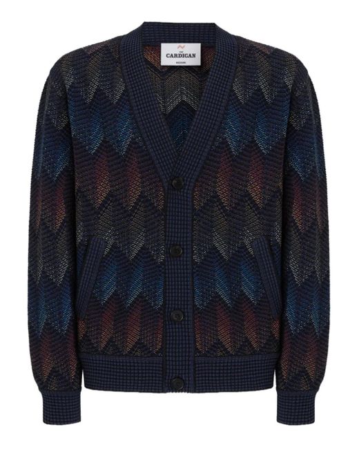 Missoni Blue Chevron-Knit Cardigan for men
