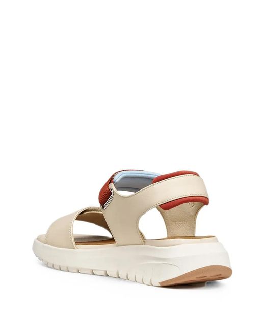 Geox White Flextride S Touch-Strap Sandals
