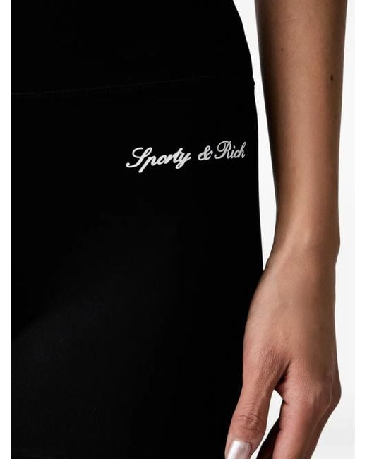 Sporty & Rich White Logo-Print Mini Shorts