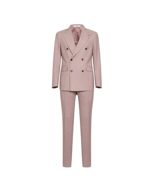 Tagliatore Pink Peak-Lapel Double-Breasted Suit for men