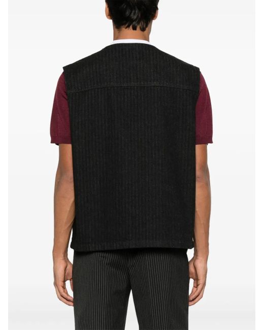 Prada Denim Gilet Met Chevron Streep in het Black voor heren