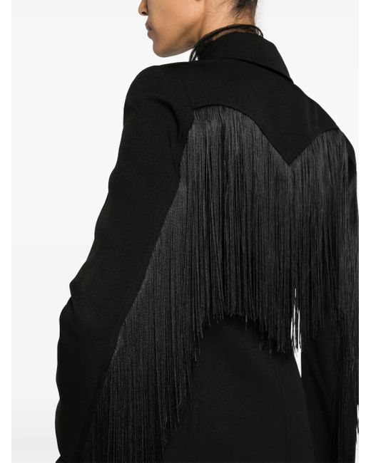 Patrizia Pepe Black Fringed Twill Blazer