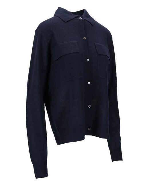 P.A.R.O.S.H. Blue Cardigan À Poche Plaquée