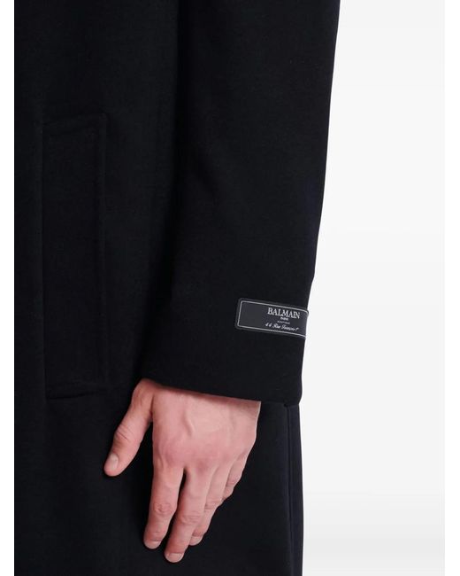 Balmain Black Oversized Wool And Cashmere Coat for men