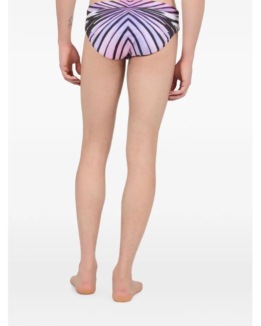 Roberto Cavalli Blue Abstract-Print Swim Trunks for men