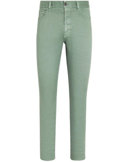 Zegna Halbhohe Roccia Skinny-Jeans in Green für Herren