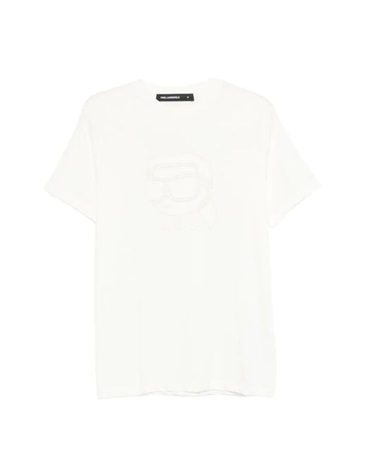 Karl Lagerfeld White Logo-Motif T-Shirt for men