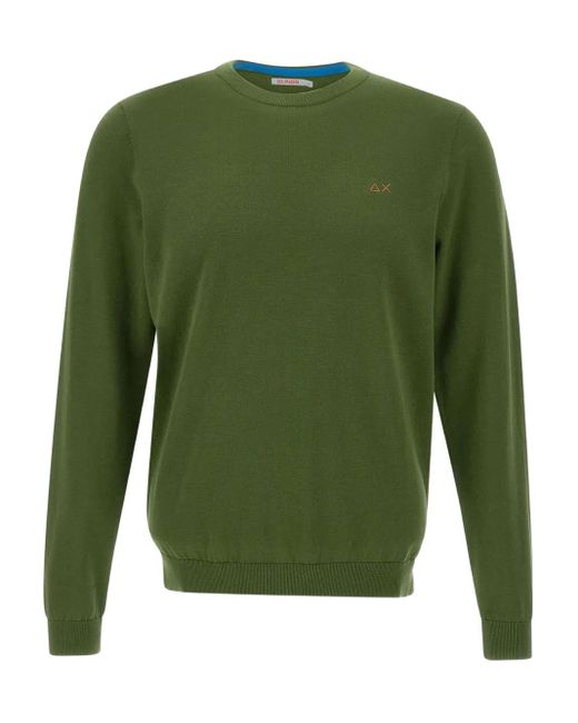 Jersey de algodón con cuello redondo Sun 68 de hombre de color Green