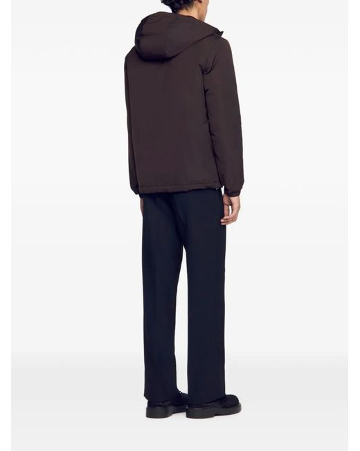 Sandro Brown Hooded Zip-Up Jacket for men