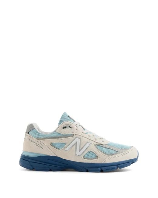 New Balance Blue 990V4 Mesh-Panel Sneakers