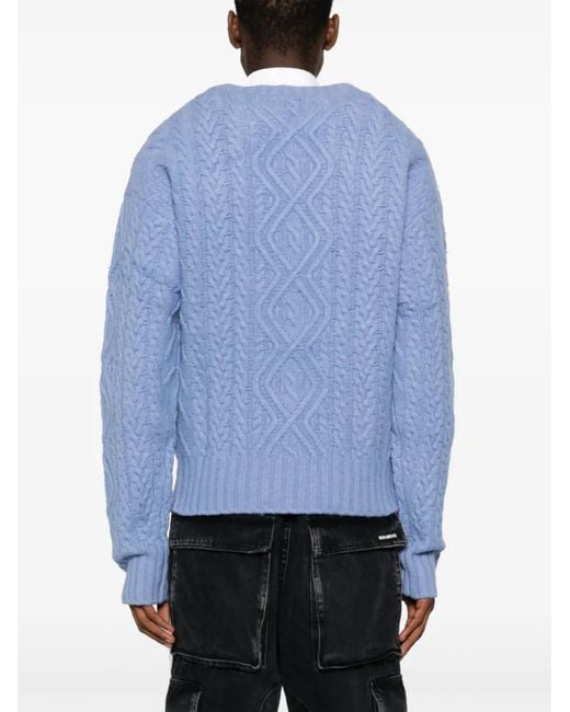 Martine Rose Blue Cable-Knit Merino Jumper