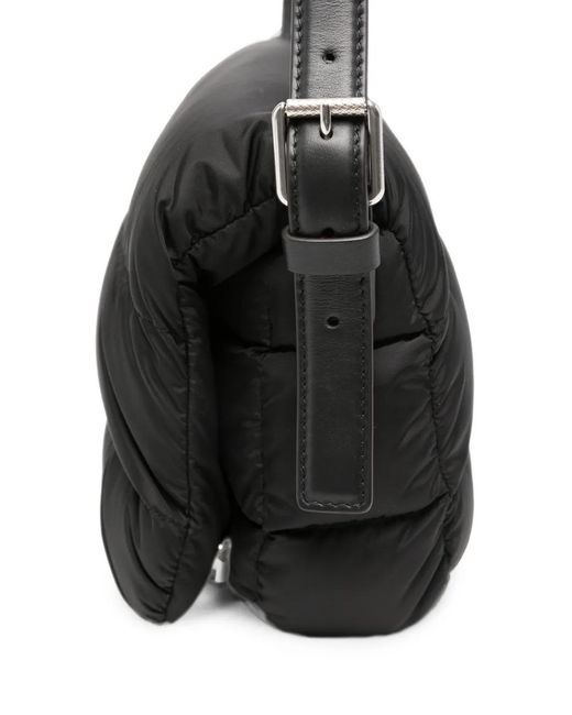 Moncler Black Quilted Logo-Plaque Shoulder Bag